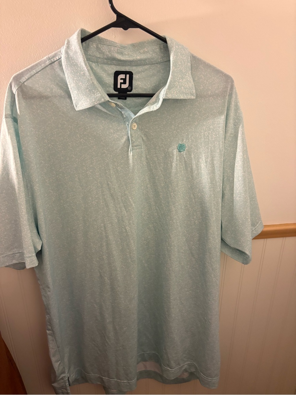 FootJoy FJ Mens XL Aqua Blue Speckled Performance Golf Polo Shirt Stretch